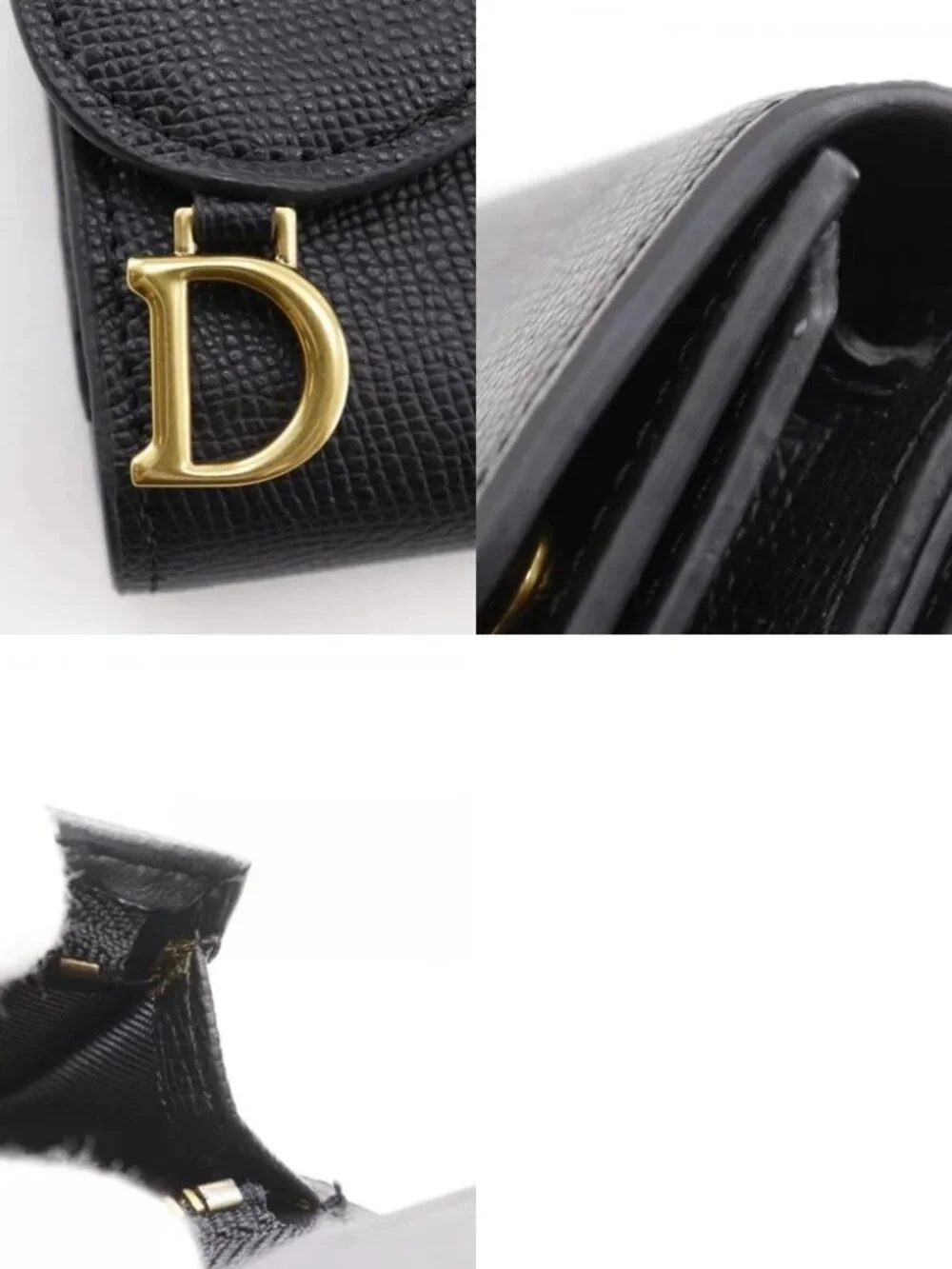 Dior Compact wallet Tri-fold wallet black Calfskin Women